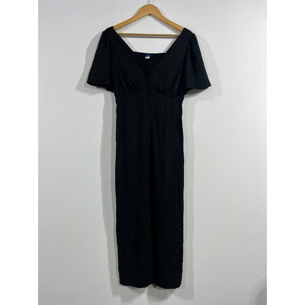 Old Navy Y2K Babydoll Button Front Empire Waist Smocked Midi Dress Small Tall
